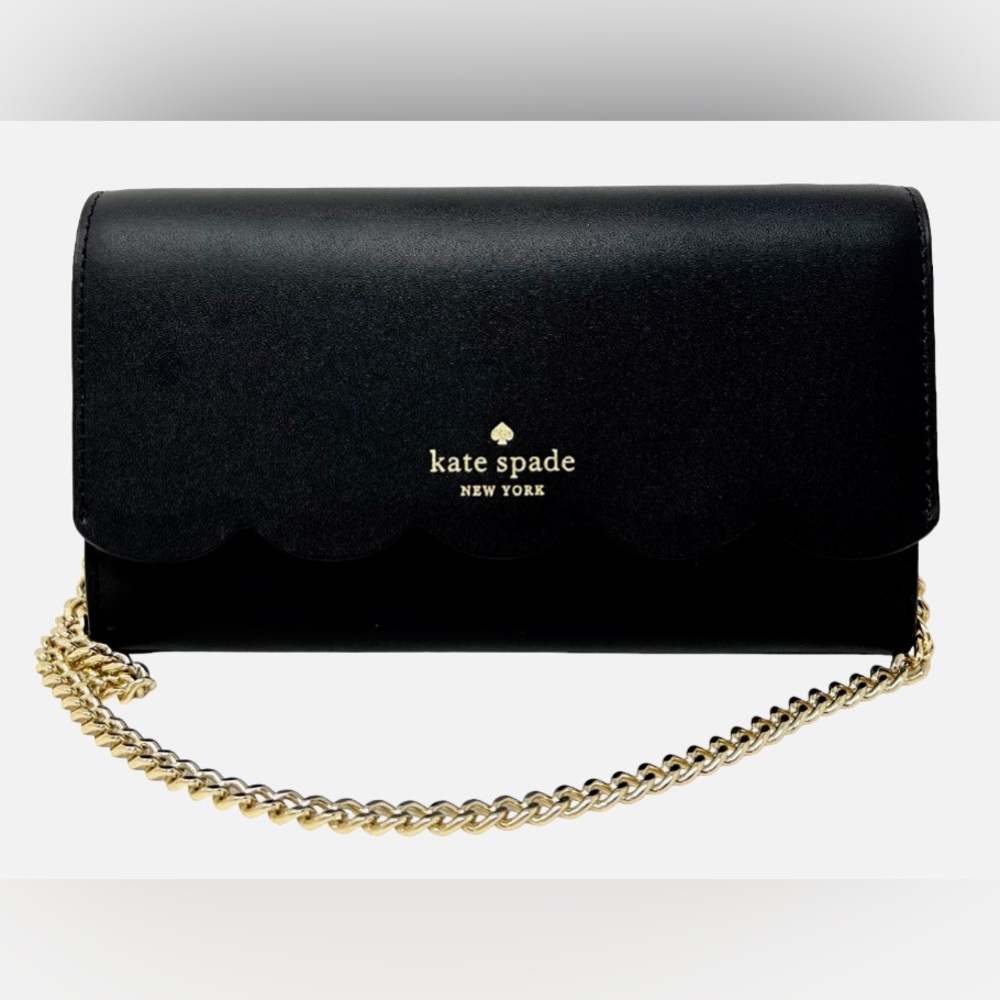 ♠️NWT Kate Spade Gemma Scalloped Smooth Leather Gemma Crossbody Bag, Color Black - Picture 9 of 11